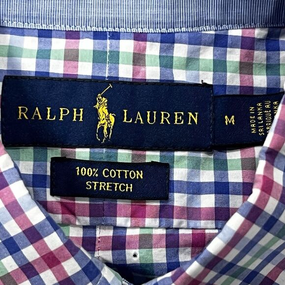 Ralph Lauren Men Multicolor Long Sleeve Plaid Button Down Pink Pony Size Medium - Picture 6 of 9